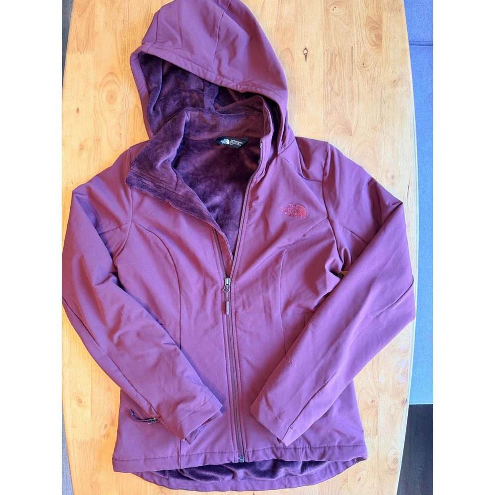 The North Face WindWall Softshell Jacket Burgundy Fleece Lined Womens Small 630